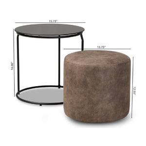   Modern European furniture - Black End Table Ottoman Set - www.oroa.com | Oroa.com