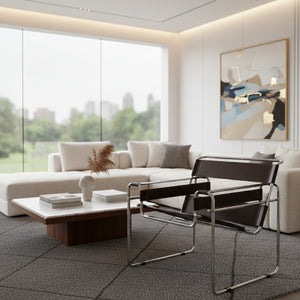   Modern European furniture - Chrome Framed Leather Inspired Accent Chair - www.oroa.com | Oroa.com