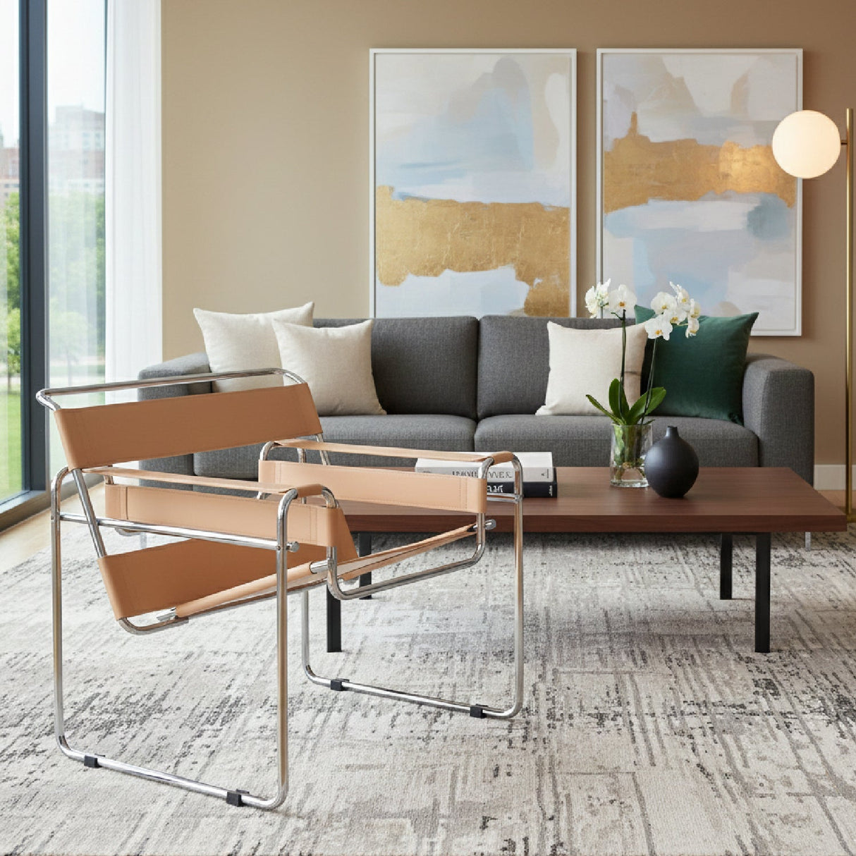   Modern European furniture - Leather Inspired Strips Accent Chair - www.oroa.com | Oroa.com