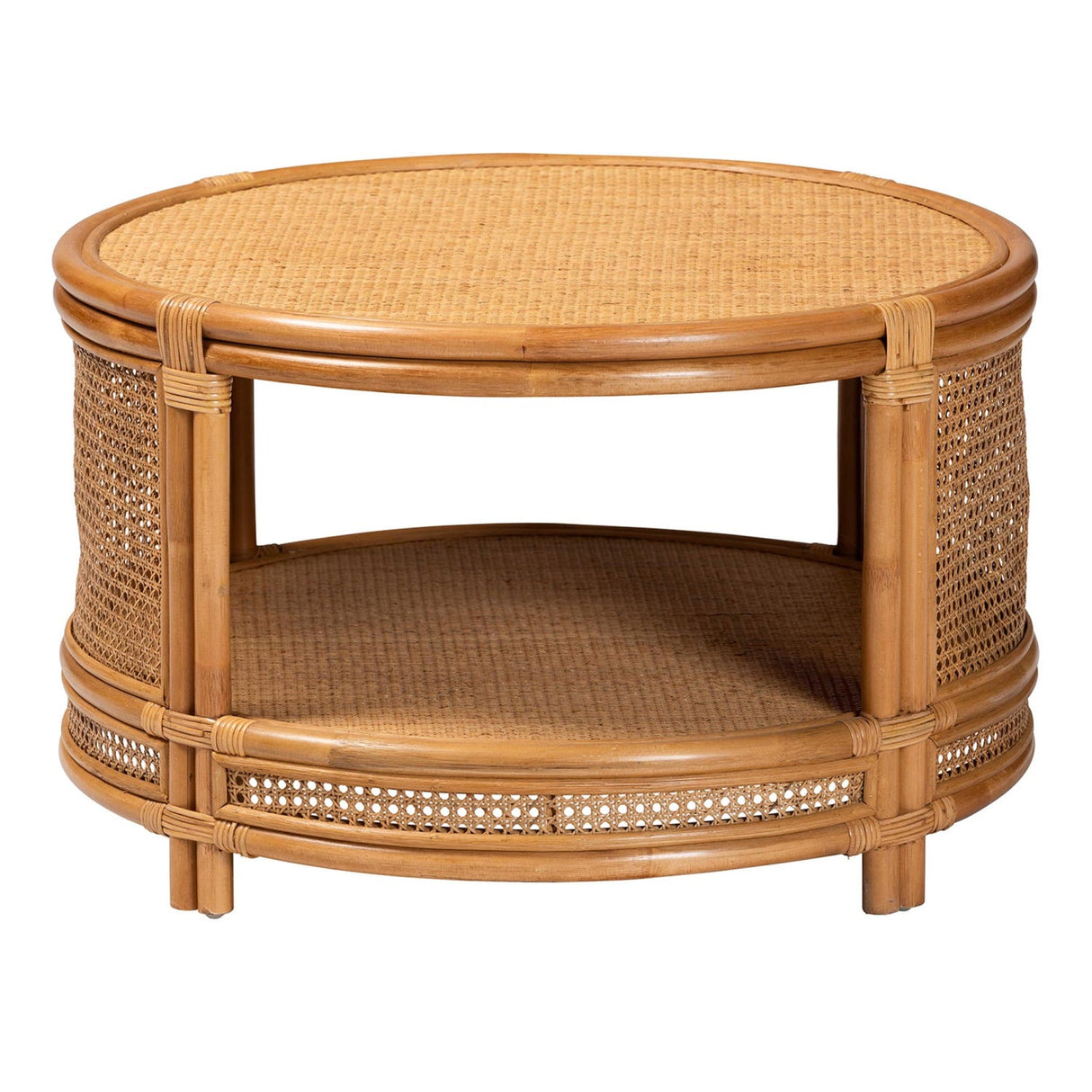   Modern European furniture - Round 2 Tier Rattan Coffee Table - www.oroa.com | Oroa.com