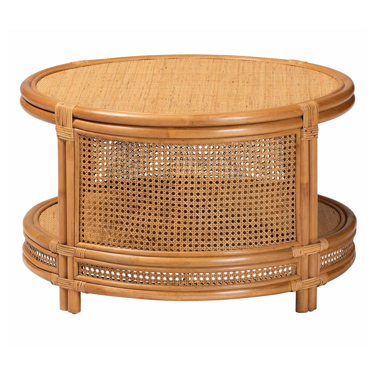   Modern European furniture - Round 2 Tier Rattan Coffee Table - www.oroa.com | Oroa.com
