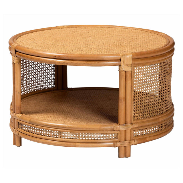 Modern European furniture - Round 2 Tier Rattan Coffee Table - www.oroa.com