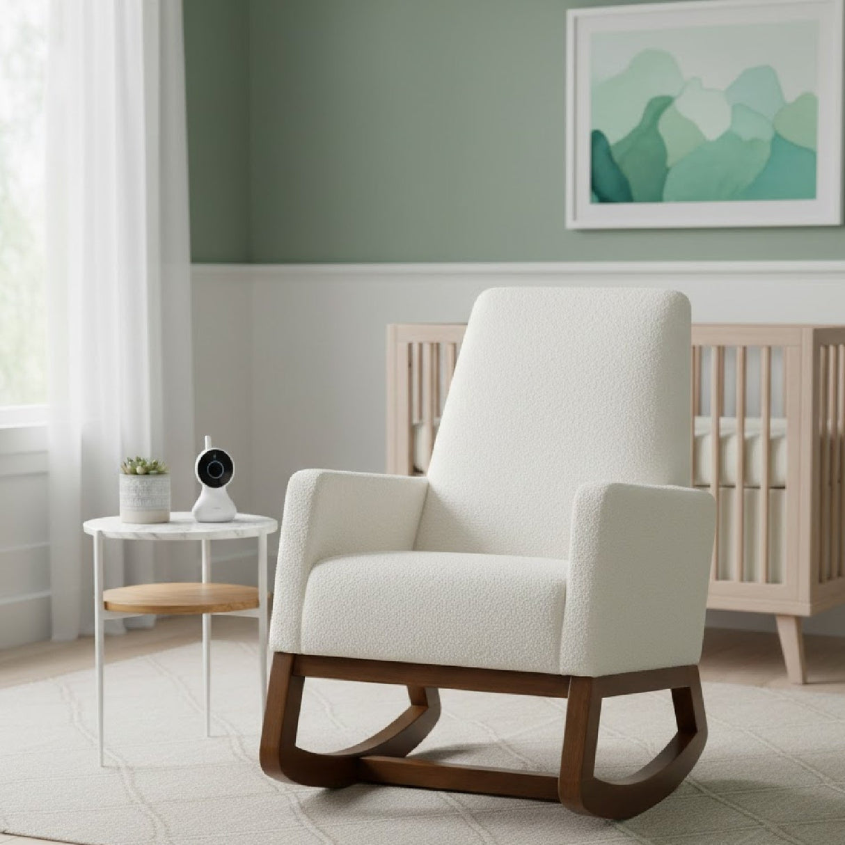   Modern European furniture - White Boucle Rocking Chair - www.oroa.com | Oroa.com