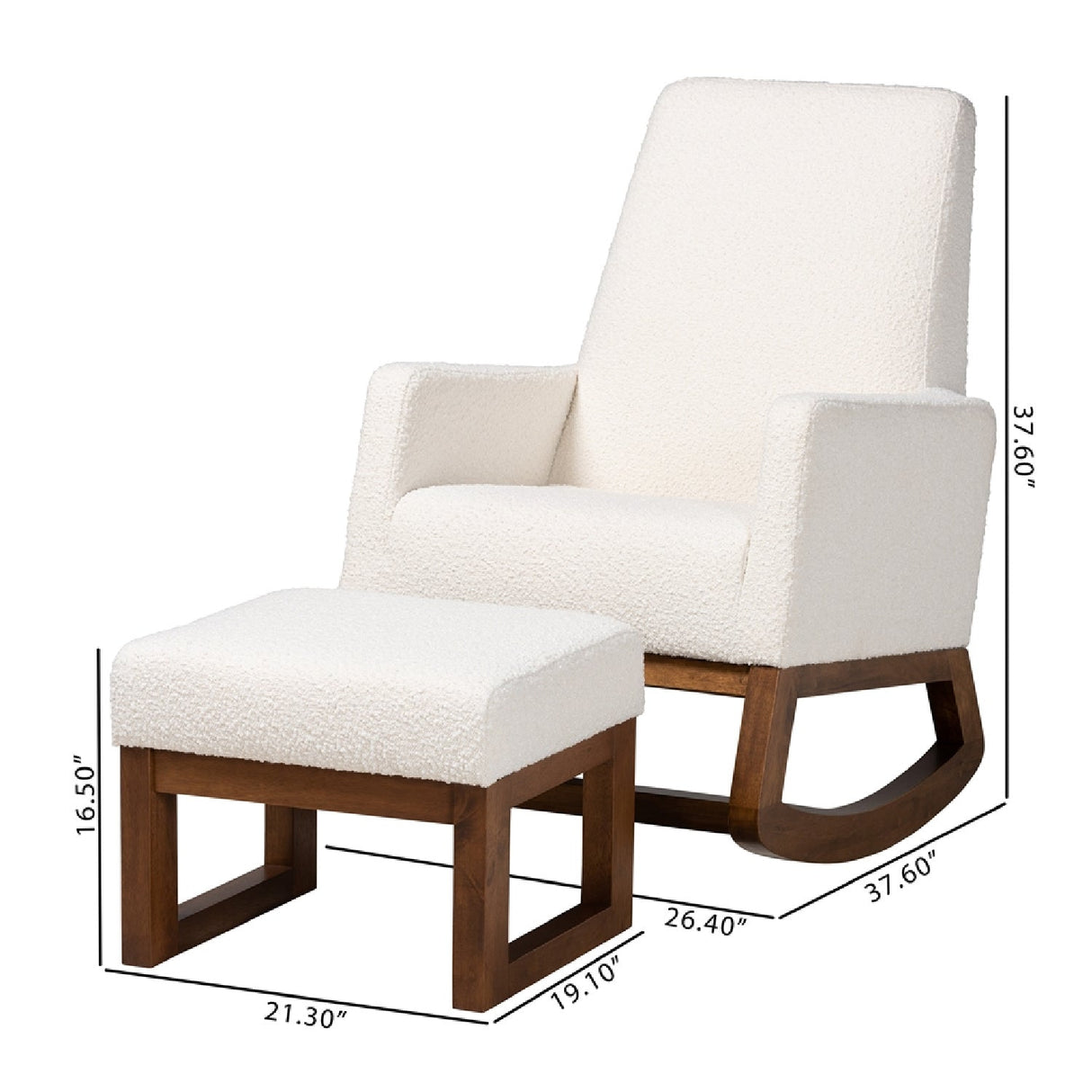   Modern European furniture - White Boucle Rocking Chair - www.oroa.com | Oroa.com