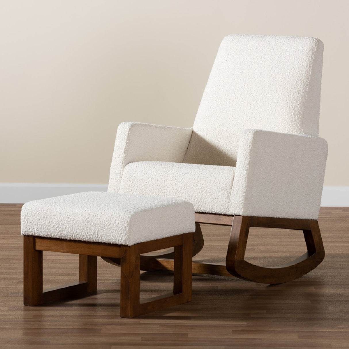   Modern European furniture - White Boucle Rocking Chair - www.oroa.com | Oroa.com
