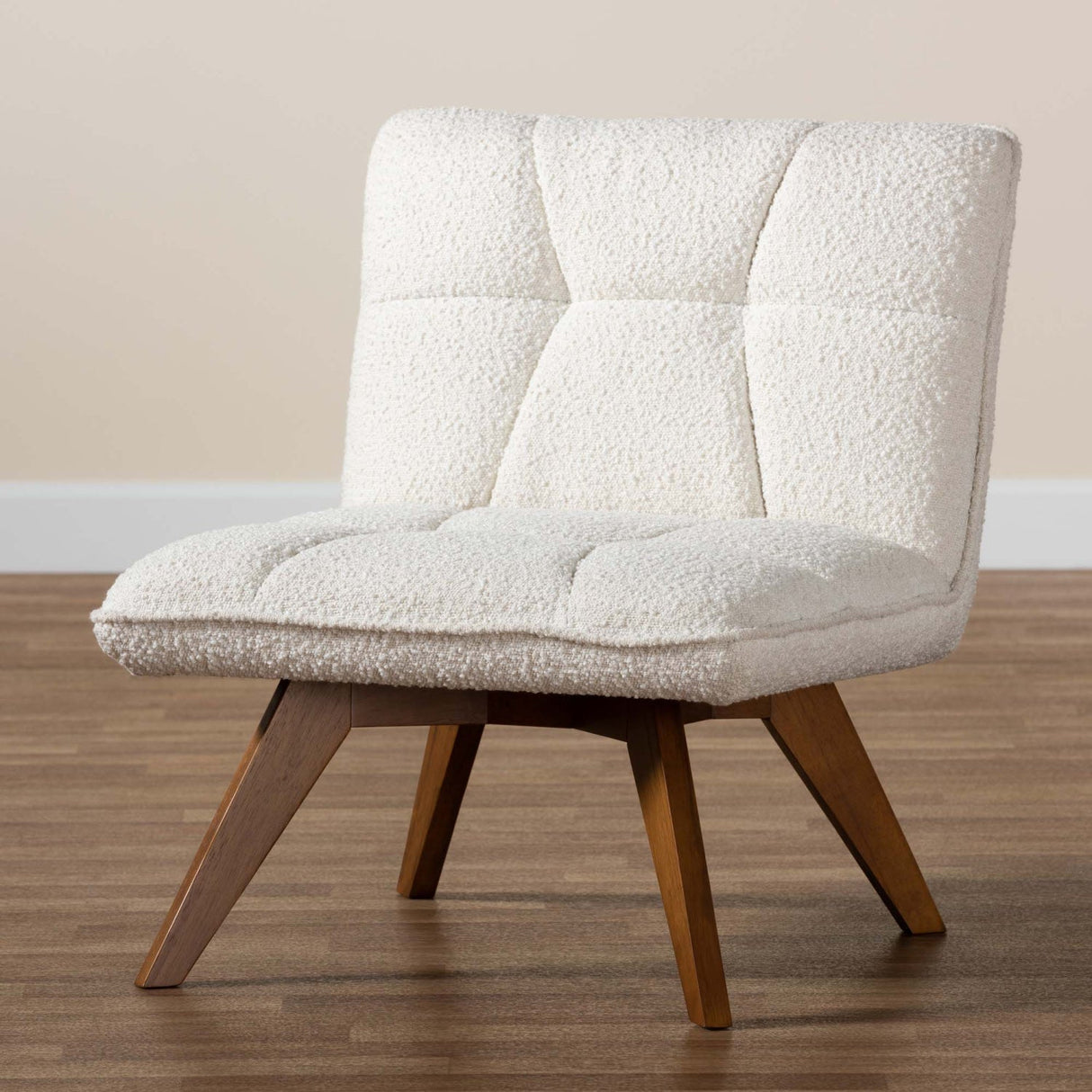   Modern European furniture - Cream Boucle Japandi Accent Chair - www.oroa.com | Oroa.com