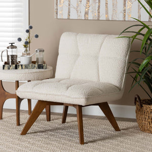   Modern European furniture - Cream Boucle Japandi Accent Chair - www.oroa.com | Oroa.com