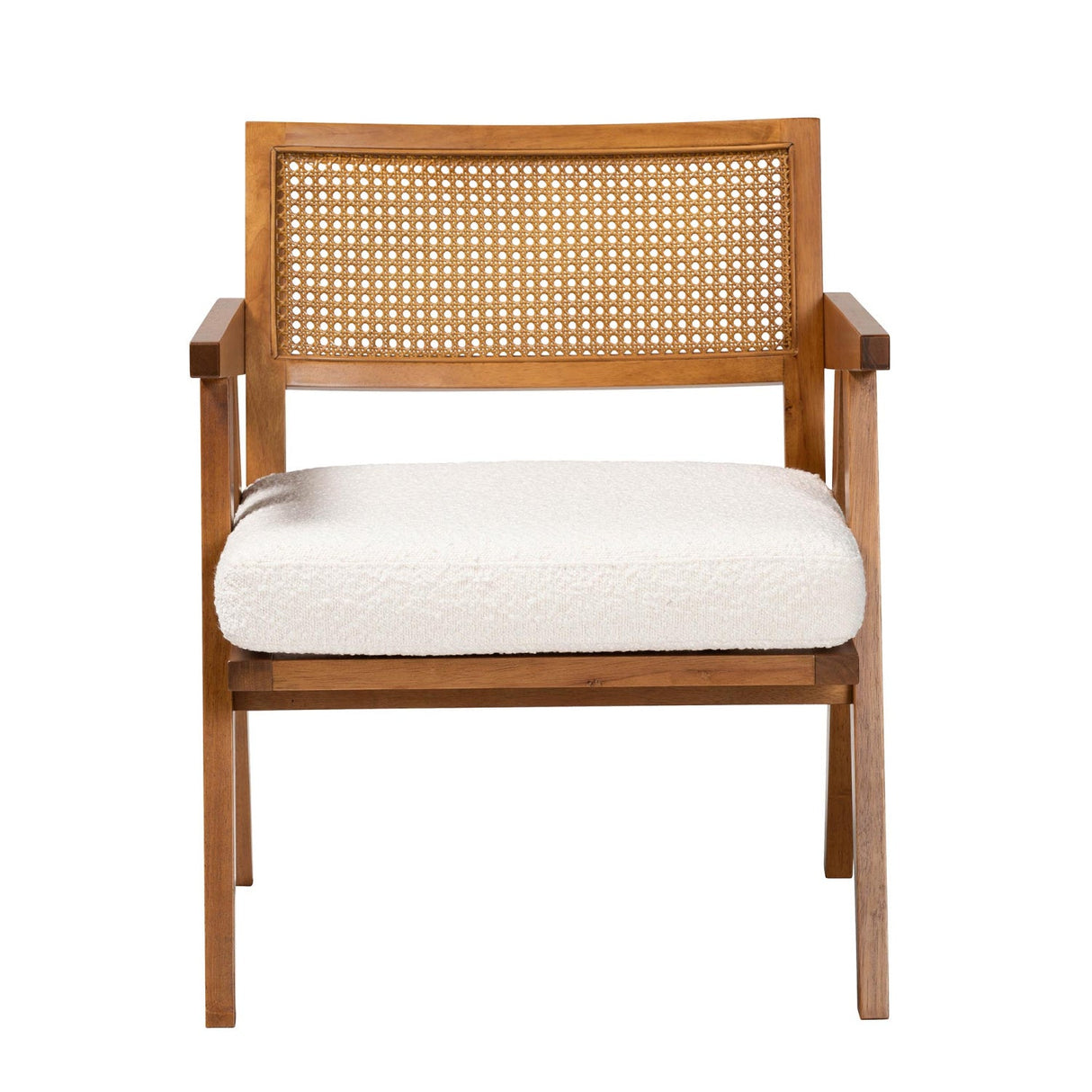   Modern European furniture - Japandi Cream Boucle Lounge Chair - www.oroa.com | Oroa.com