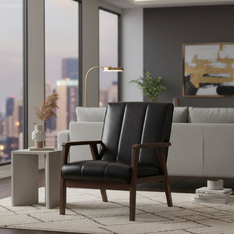   Modern European furniture - Panel Stitched Leather Inspired Lounge Chair - www.oroa.com | Oroa.com