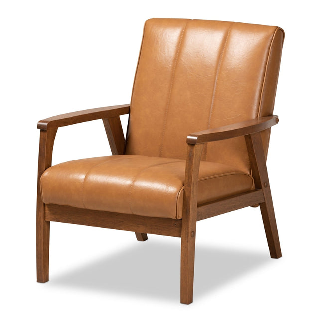Modern European furniture - Tan Leather Effect Lounge Chair - www.oroa.com