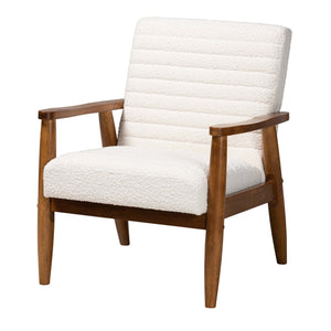   Modern European furniture - Channeled Cream Boucle Lounge Chair - www.oroa.com | Oroa.com