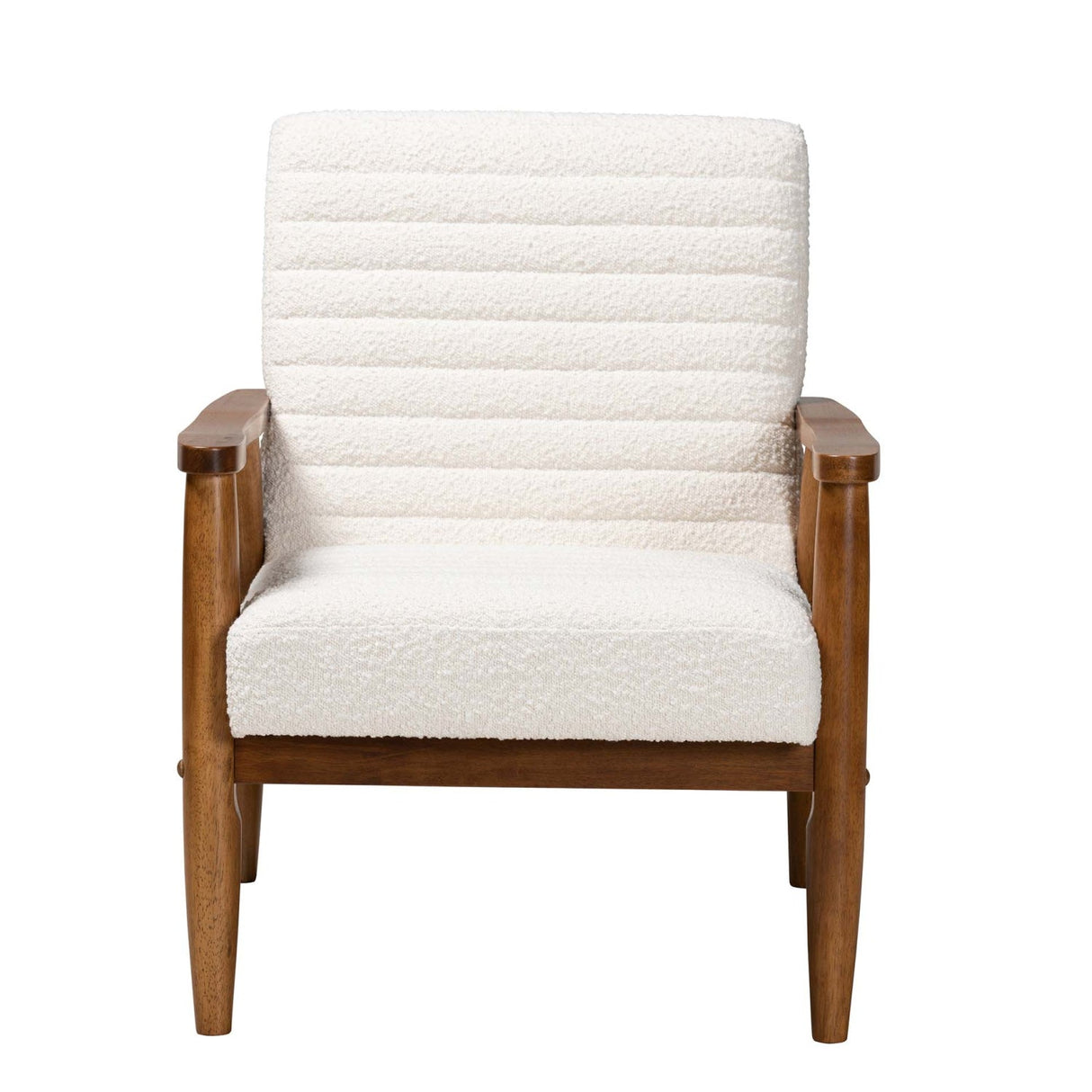   Modern European furniture - Channeled Cream Boucle Lounge Chair - www.oroa.com | Oroa.com