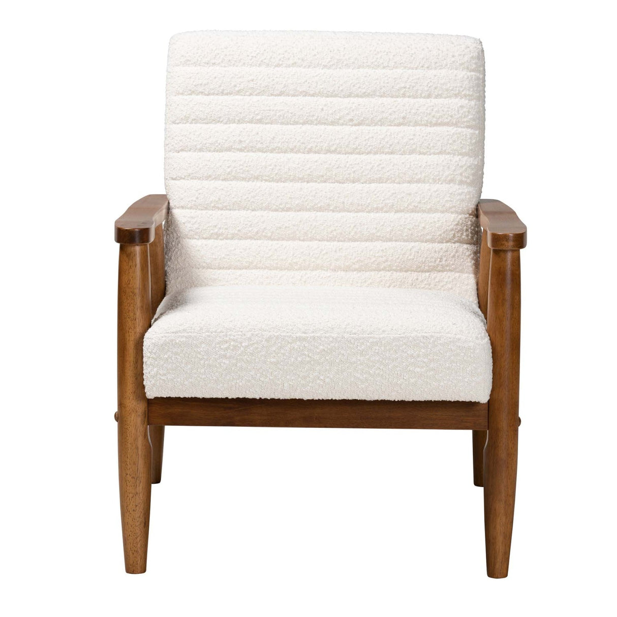   Modern European furniture - Channeled Cream Boucle Lounge Chair - www.oroa.com | Oroa.com