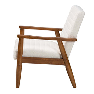   Modern European furniture - Channeled Cream Boucle Lounge Chair - www.oroa.com | Oroa.com