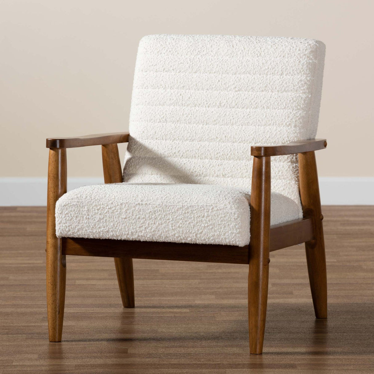   Modern European furniture - Channeled Cream Boucle Lounge Chair - www.oroa.com | Oroa.com