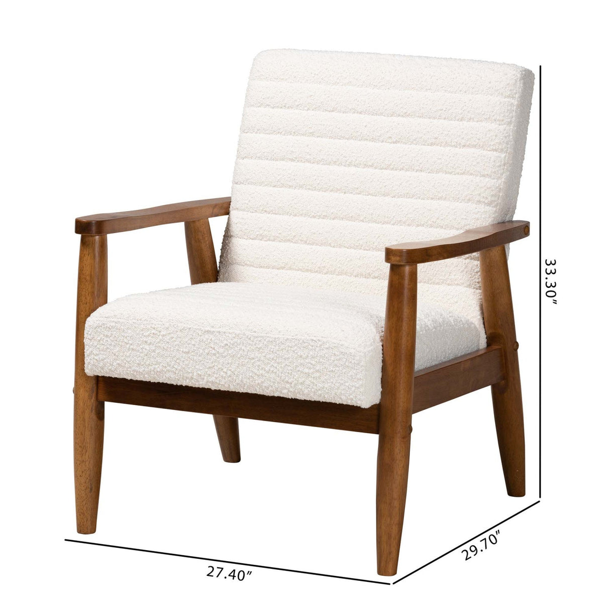   Modern European furniture - Channeled Cream Boucle Lounge Chair - www.oroa.com | Oroa.com