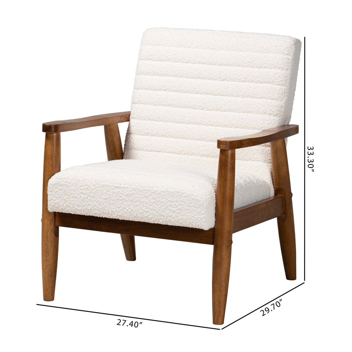   Modern European furniture - Channeled Cream Boucle Lounge Chair - www.oroa.com | Oroa.com
