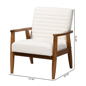   Modern European furniture - Channeled Cream Boucle Lounge Chair - www.oroa.com | Oroa.com