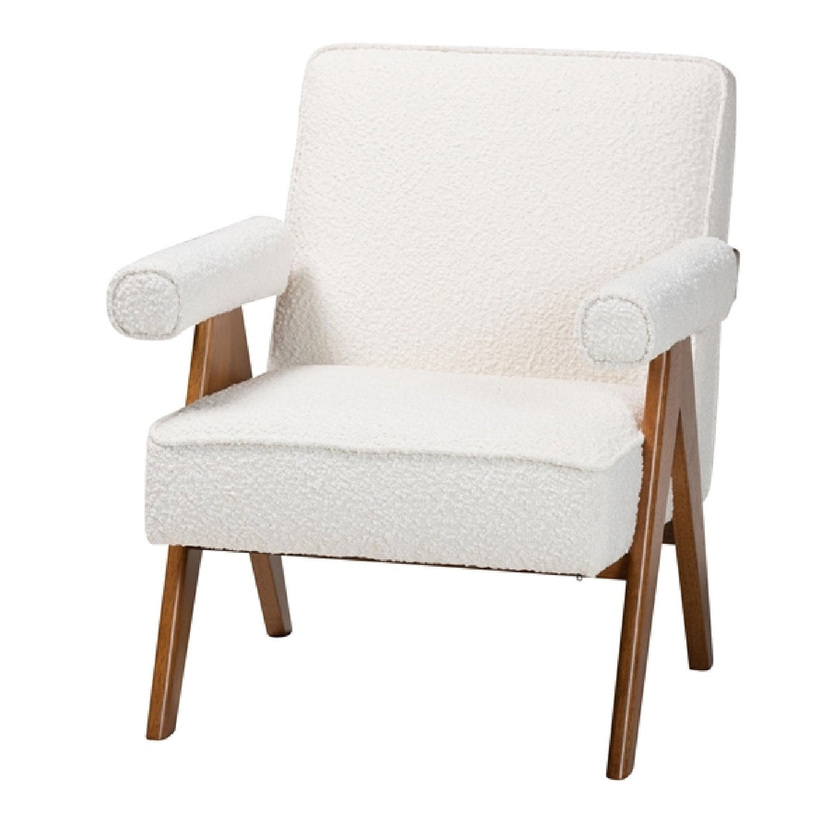   Modern European furniture - Cream Boucle Japandi Accent Armchair - www.oroa.com | Oroa.com