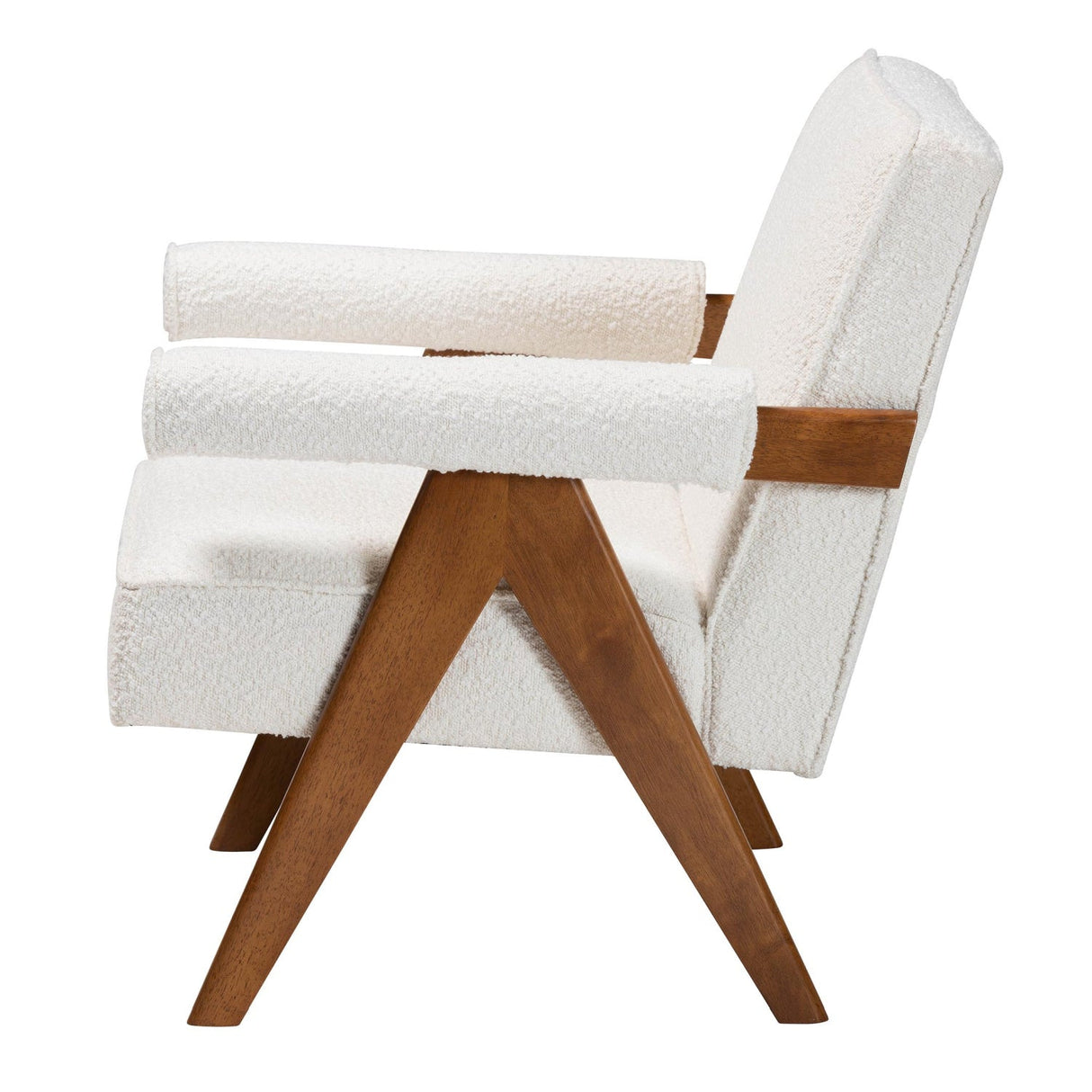   Modern European furniture - Cream Boucle Japandi Accent Armchair - www.oroa.com | Oroa.com