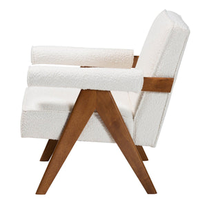   Modern European furniture - Cream Boucle Japandi Accent Armchair - www.oroa.com | Oroa.com