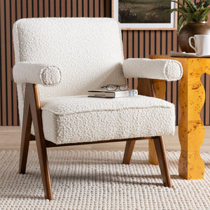  Modern European furniture - Cream Boucle Japandi Accent Armchair - www.oroa.com | Oroa.com