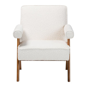   Modern European furniture - Cream Boucle Japandi Accent Armchair - www.oroa.com | Oroa.com