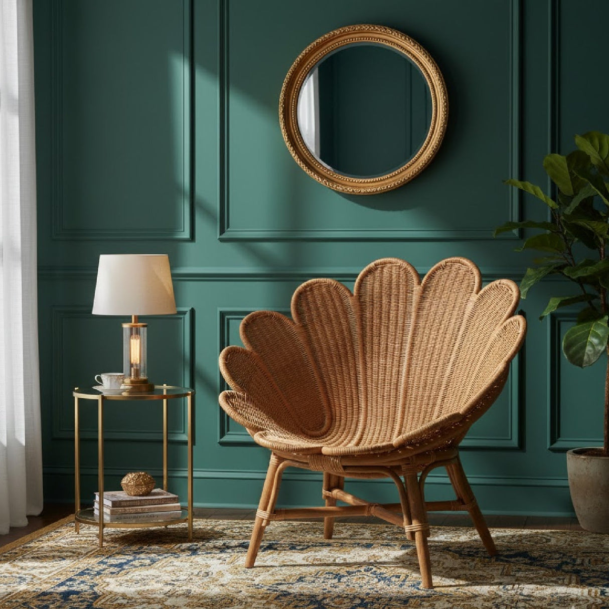   Modern European furniture - Scalloped Rattan Boho Accent Chair - www.oroa.com | Oroa.com
