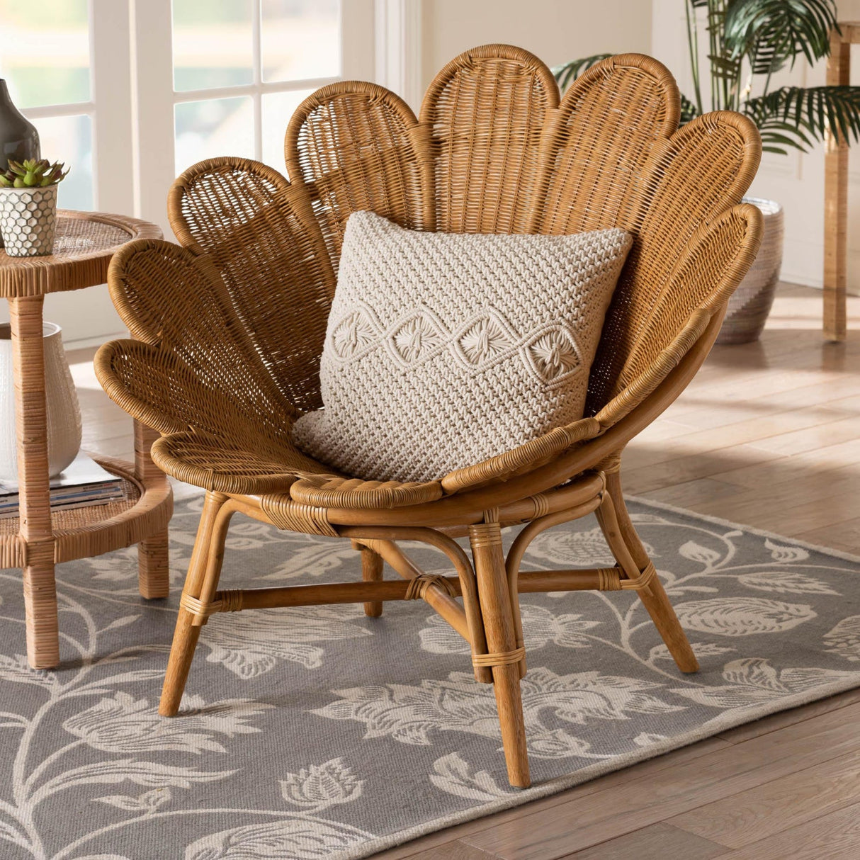   Modern European furniture - Scalloped Rattan Boho Accent Chair - www.oroa.com | Oroa.com