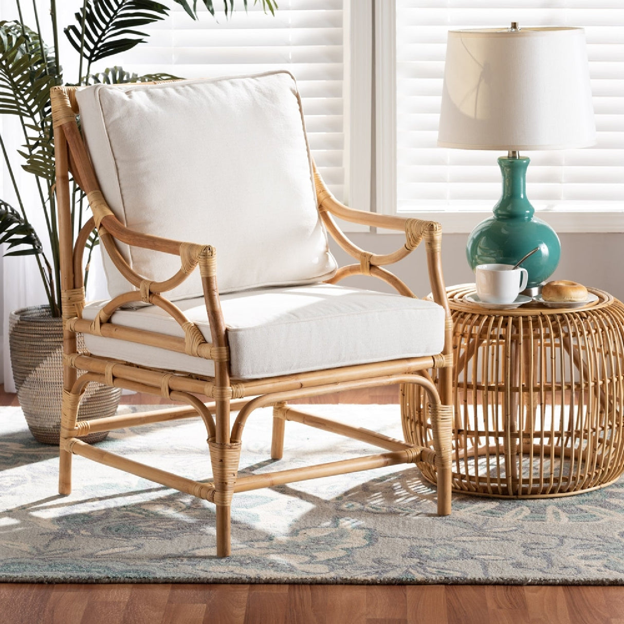   Modern European furniture - White Padded Rattan Accent Chair - www.oroa.com | Oroa.com