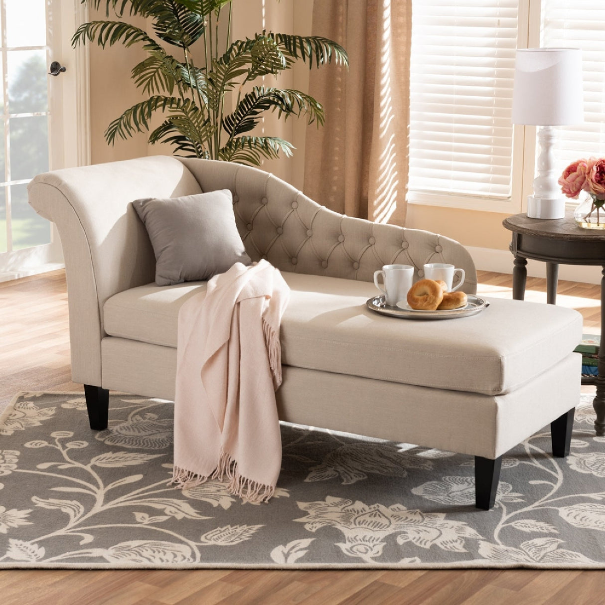   Modern European furniture - Tufted Fabric Chaise Lounge - www.oroa.com | Oroa.com