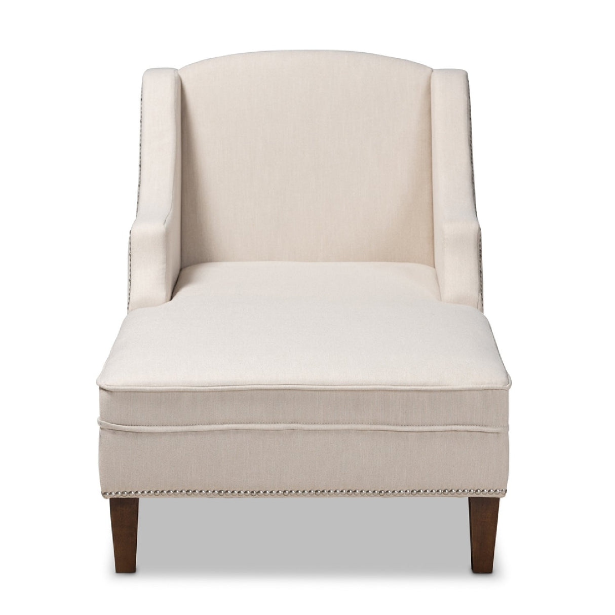   Modern European furniture - Beige Nailhead Trimmed Chaise Lounge - www.oroa.com | Oroa.com
