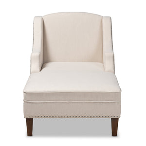   Modern European furniture - Beige Nailhead Trimmed Chaise Lounge - www.oroa.com | Oroa.com