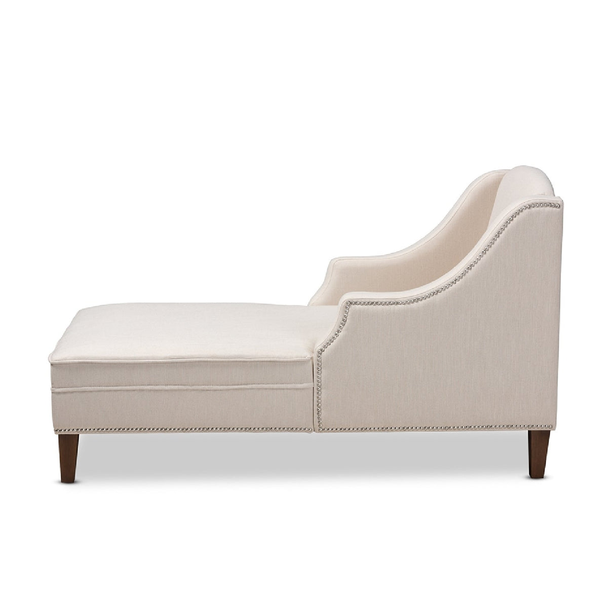   Modern European furniture - Beige Nailhead Trimmed Chaise Lounge - www.oroa.com | Oroa.com