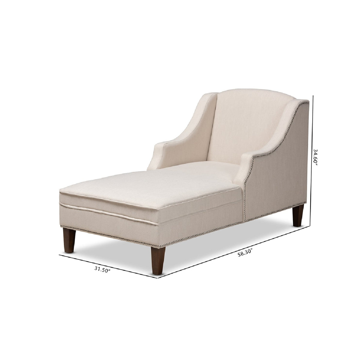   Modern European furniture - Beige Nailhead Trimmed Chaise Lounge - www.oroa.com | Oroa.com