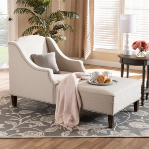  Modern European furniture - Beige Nailhead Trimmed Chaise Lounge - www.oroa.com | Oroa.com