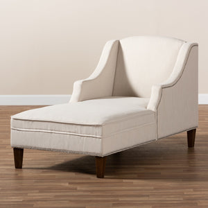   Modern European furniture - Beige Nailhead Trimmed Chaise Lounge - www.oroa.com | Oroa.com