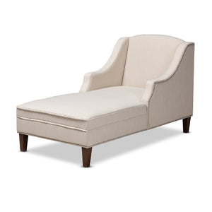   Modern European furniture - Beige Nailhead Trimmed Chaise Lounge - www.oroa.com | Oroa.com