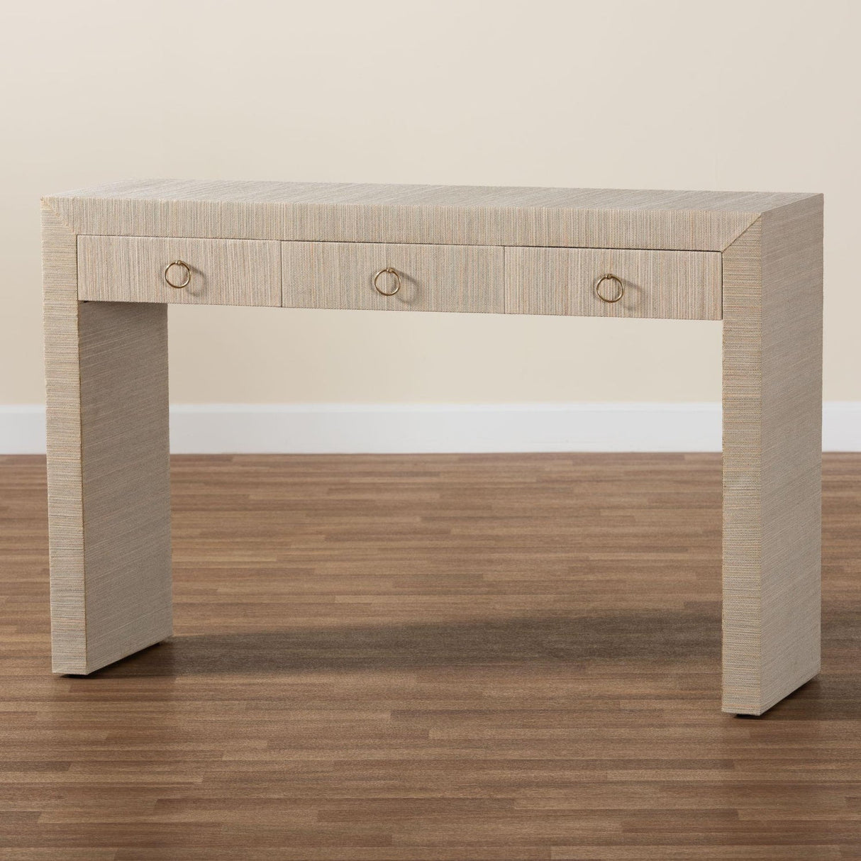   Modern European furniture - Natural Grasscloth 3 Drawer Console Table - www.oroa.com | Oroa.com