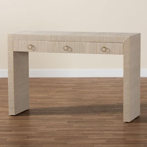   Modern European furniture - Natural Grasscloth 3 Drawer Console Table - www.oroa.com | Oroa.com