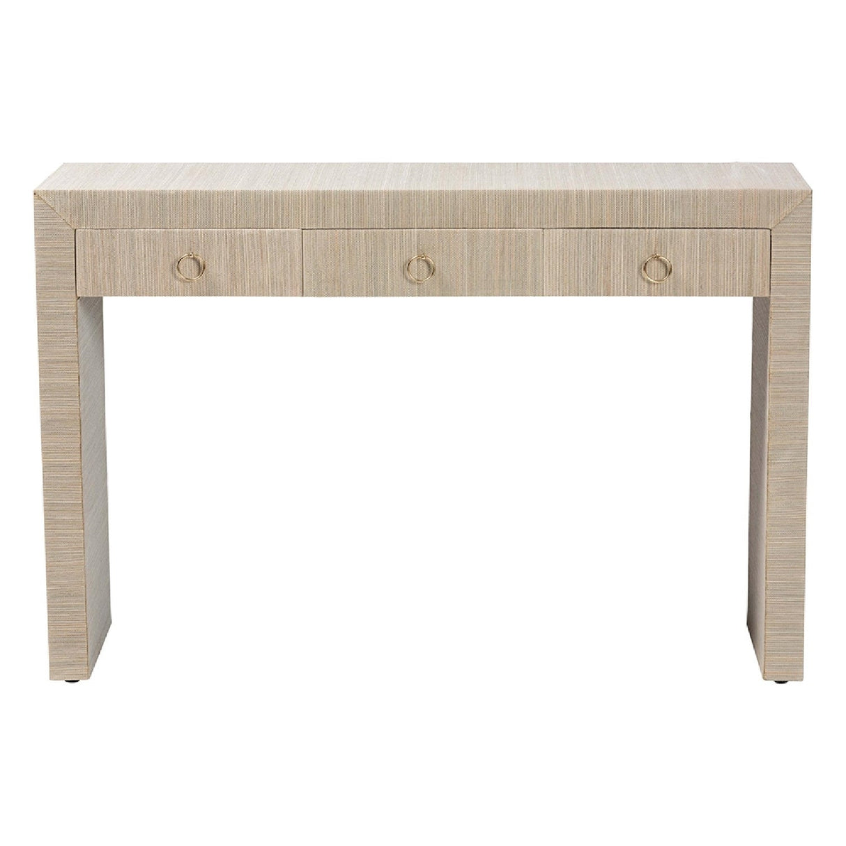   Modern European furniture - Natural Grasscloth 3 Drawer Console Table - www.oroa.com | Oroa.com