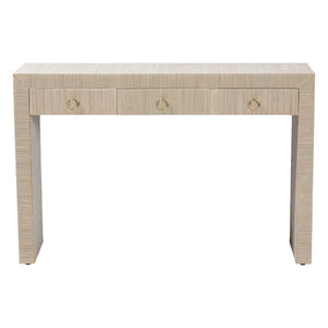  Modern European furniture - Natural Grasscloth 3 Drawer Console Table - www.oroa.com | Oroa.com
