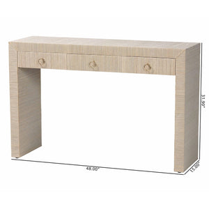   Modern European furniture - Natural Grasscloth 3 Drawer Console Table - www.oroa.com | Oroa.com