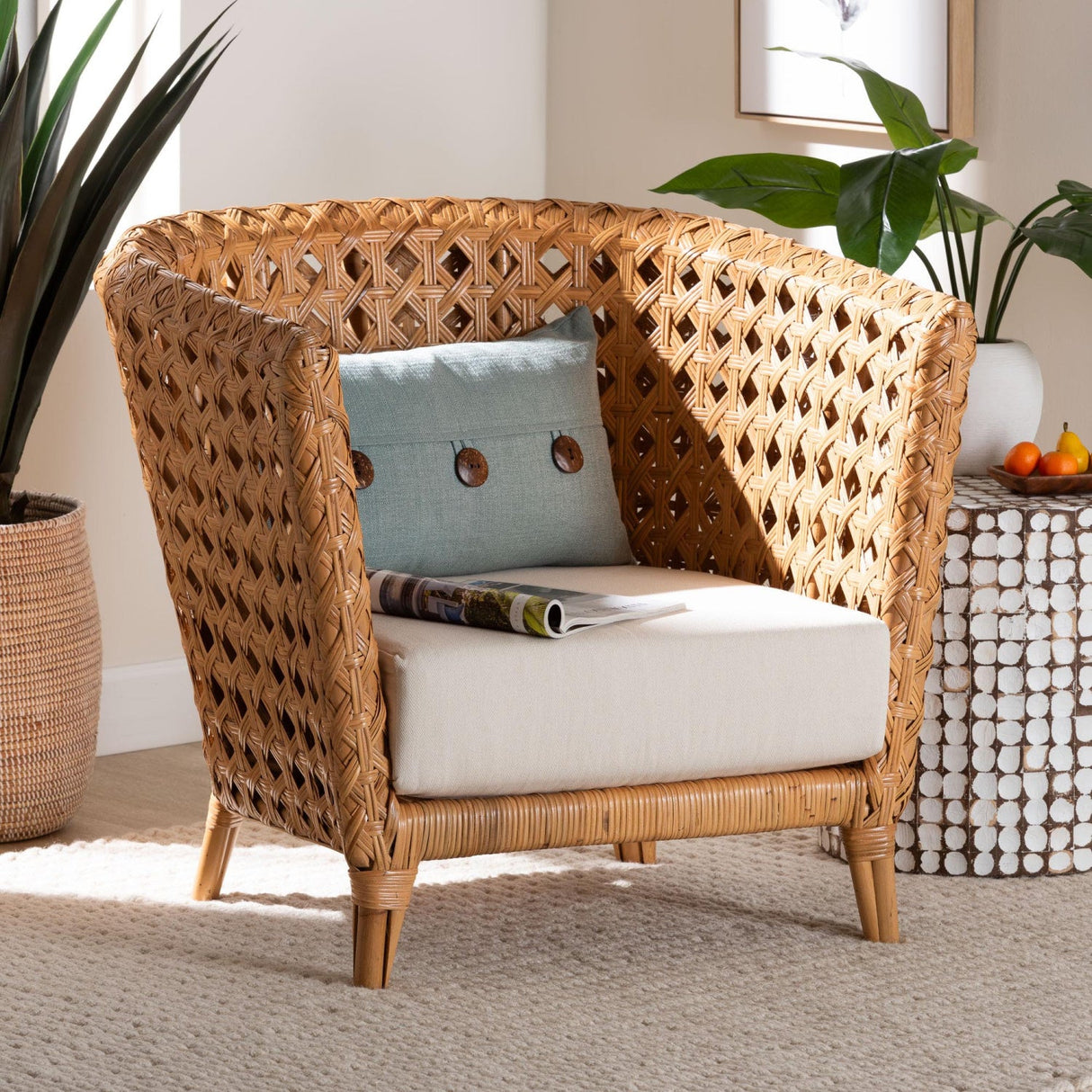   Modern European furniture - Diamond Weave Rattan Accent Chair - www.oroa.com | Oroa.com