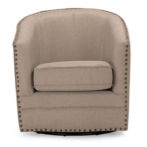   Modern European furniture - Beige Studded Swivel Tub Chair - www.oroa.com | Oroa.com