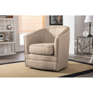   Modern European furniture - Beige Studded Swivel Tub Chair - www.oroa.com | Oroa.com