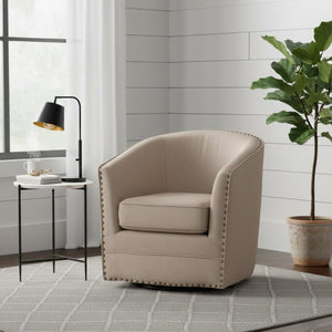   Modern European furniture - Beige Studded Swivel Tub Chair - www.oroa.com | Oroa.com