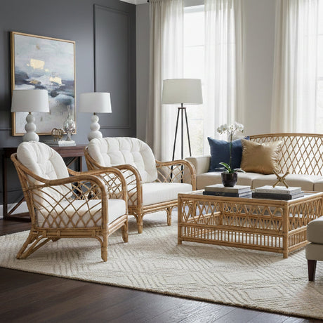   Modern European furniture - Natural Rattan Padded Lounge Chair - www.oroa.com | Oroa.com