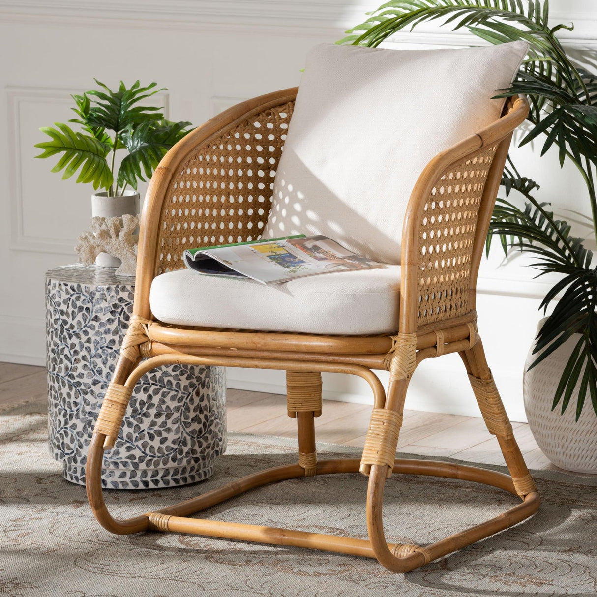   Modern European furniture - Cane Webbing Padded Accent Chair - www.oroa.com | Oroa.com