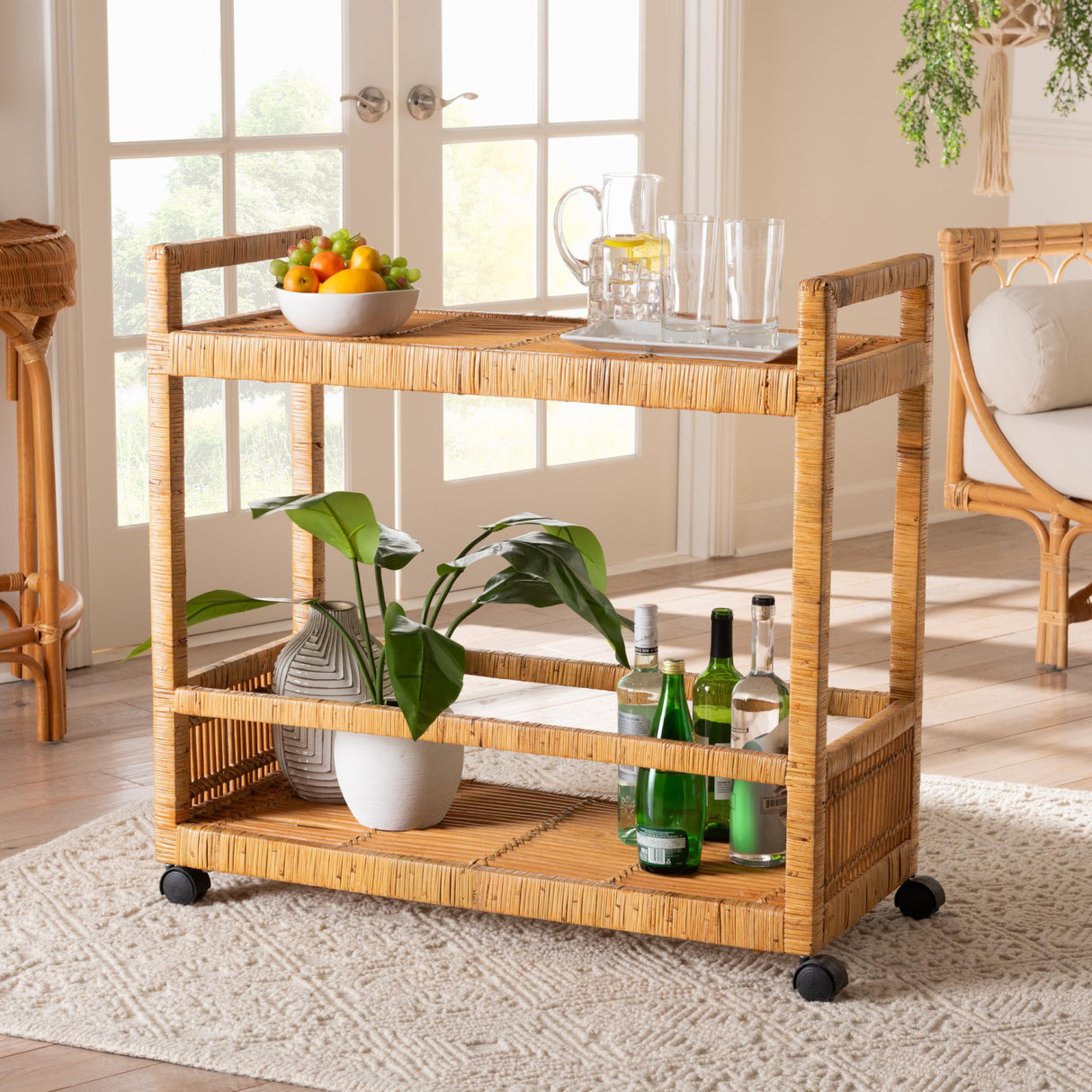  Modern European furniture - Rattan 2-Tier Kitchen Cart - www.oroa.com | Oroa.com